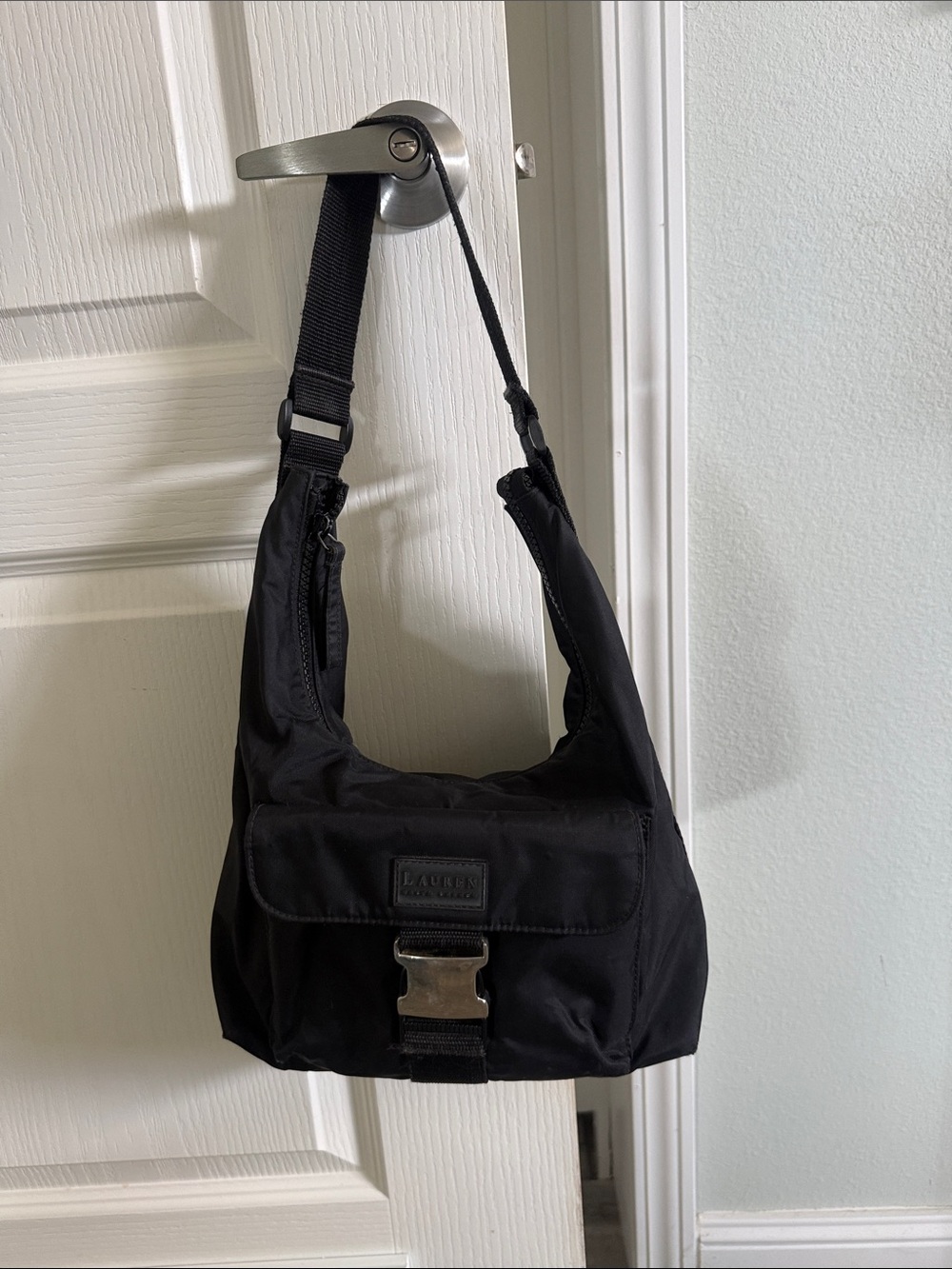 Lauren Ralph Lauren Black Nylon Messenger Bag